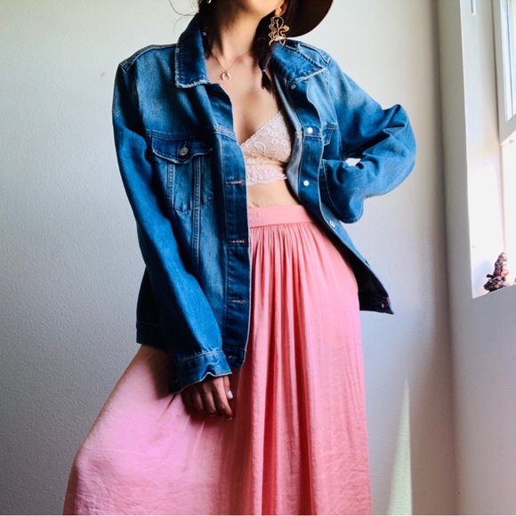 Forever 21 J’adore Le Rock N’ Roll Distressed Blue Denim Jean Jacket Small - Picture 10 of 13